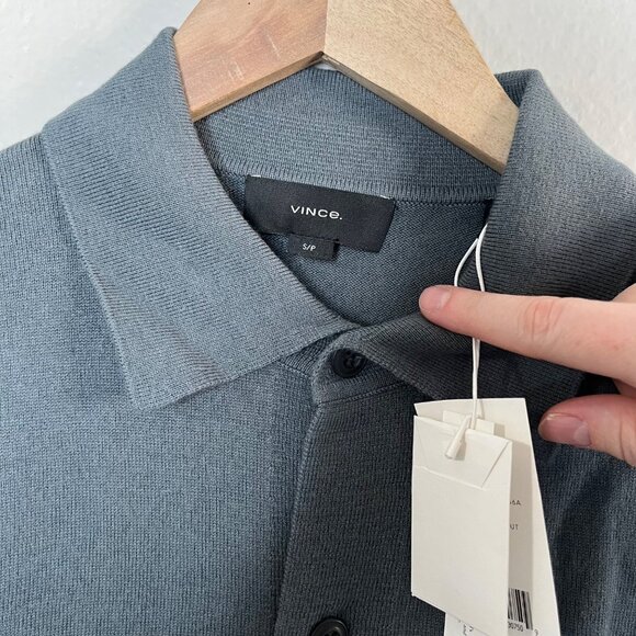 Vince Mens Button-Up Wool Blend Collared Knit Sweater Small - Picture 3 of 10